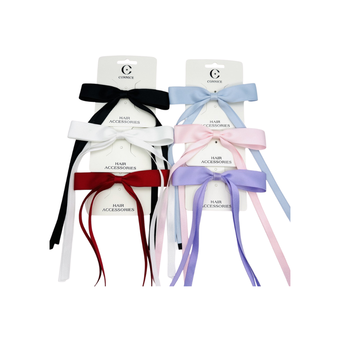 Fabric Bow Clip – Satin #6, Assorted Colors