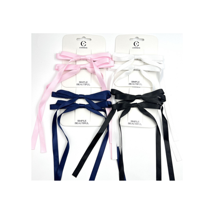 Minimal Thin Ribbon Bow with Long Streamers (2 Each)