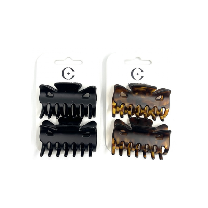 Triangle Cutout Claw Clips (6cm) – Matte Black & Tortoise Shell (2 Each)