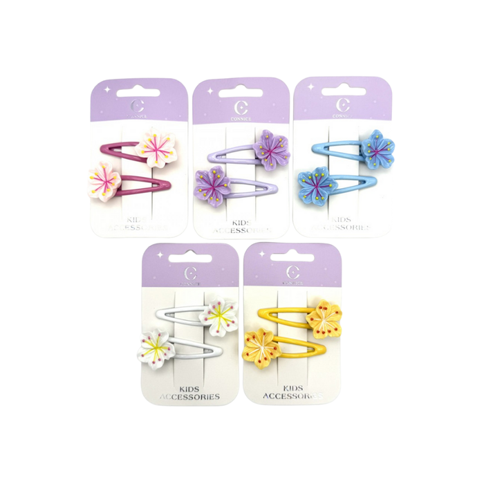 Kids Hair Clips (2 Pack) – Frangipani, Assorted Colors