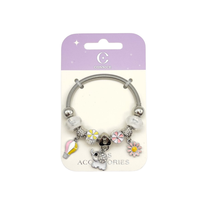 Kids Metal Bracelet – Elephant & Hot Air Balloon