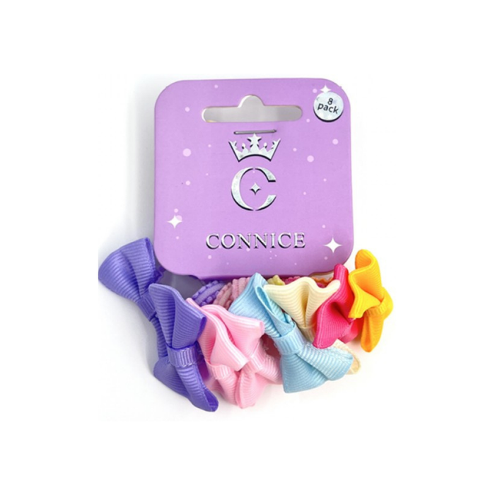 Grosgrain Bow Mini Hair Ties – Assorted Colors (8 Each)