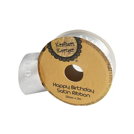 Happy Birthday Silver 25mm × 3m Ribbon [288/6]