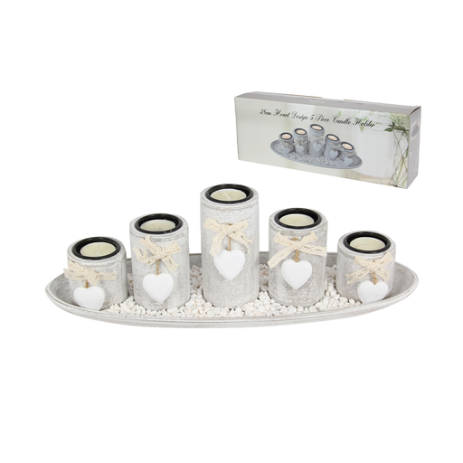 Heart Design 5 Piece Candle Holder (Gift Box) - Home Candles and Oil Burners by Casaliving&nbsp;