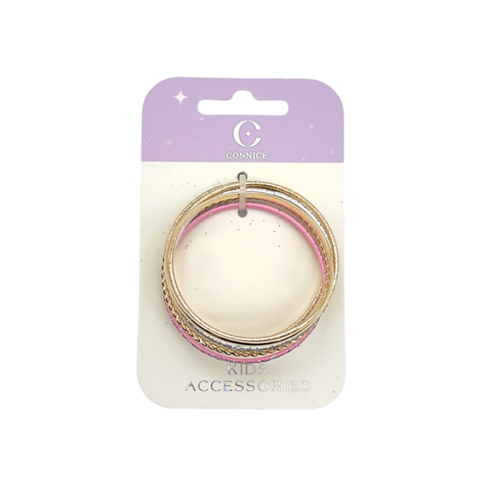 Kids Bangles (7pc) – Glitter Pink & White