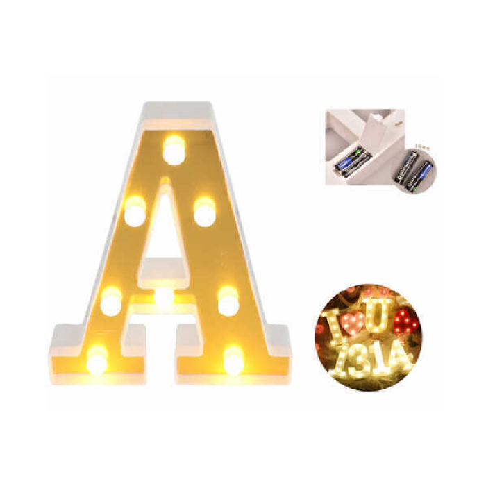 LED Letter Light Sign 'A' 22cm Gold