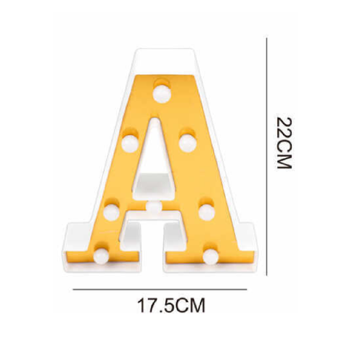 LED Letter Light Sign 'A' 22cm Gold