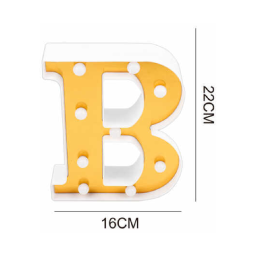 LED Letter Light Sign 'B' 22cm Gold