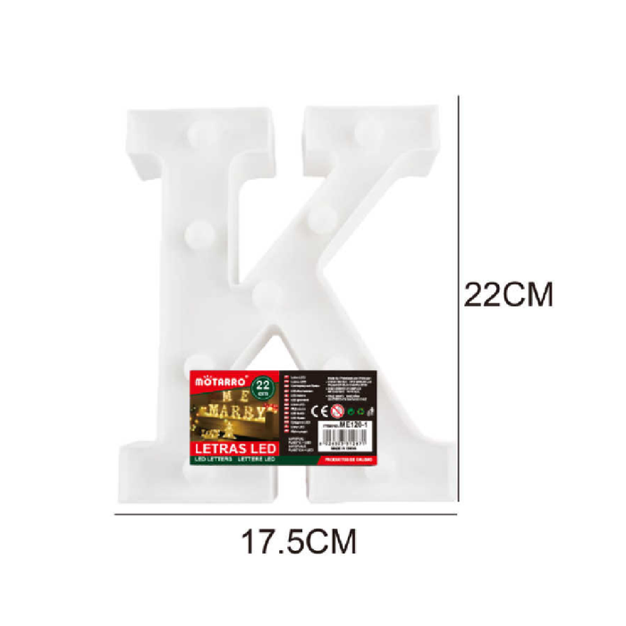 LED Letter Light Sign 'K' 22cm