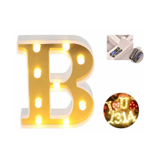 LED Letter Light Sign 'B' 22cm Gold