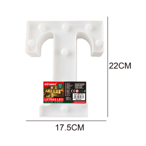 LED Letter Light Sign 'T' 22cm