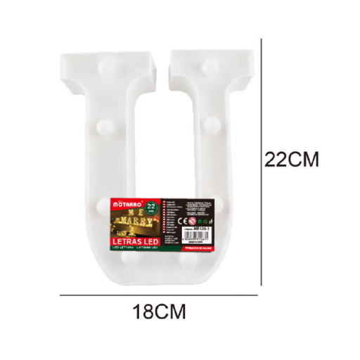 LED Letter Light Sign 'U' 22cm