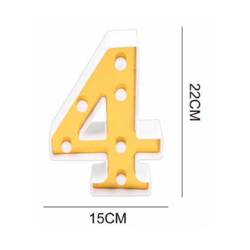 LED Number Light Sign '4' 22cm Gold