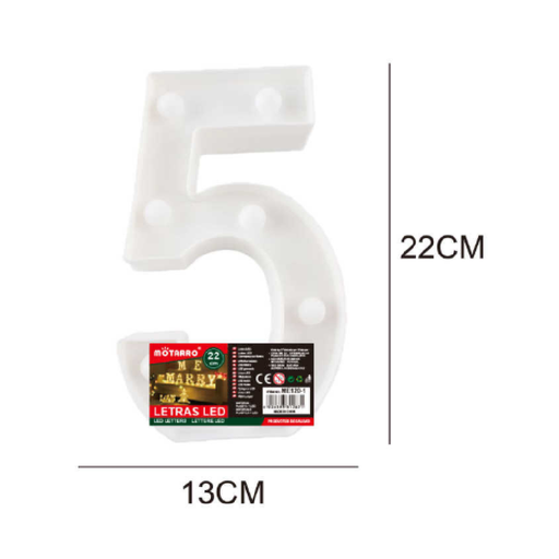 LED Number Light Sign '5' 22cm