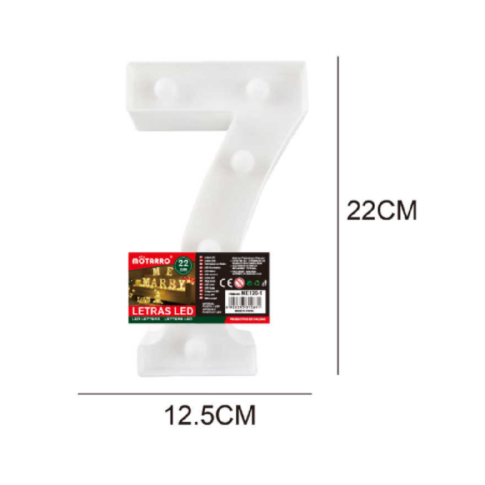 LED Number Light Sign '7' 22cm