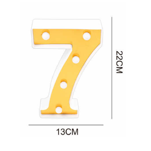 LED Number Light Sign '7' 22cm Gold