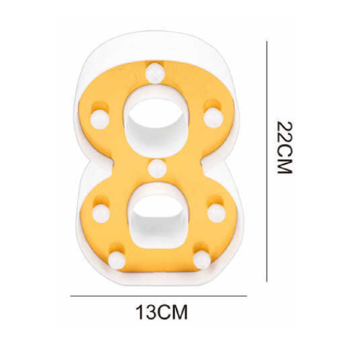 LED Number Light Sign '8' 22cm Gold