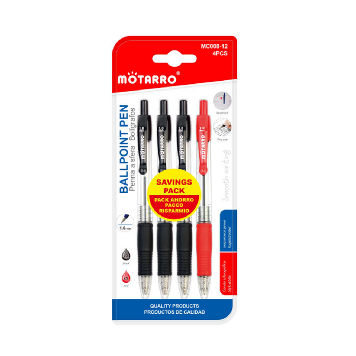 Ballpoint Pen Black+Red 4pcs