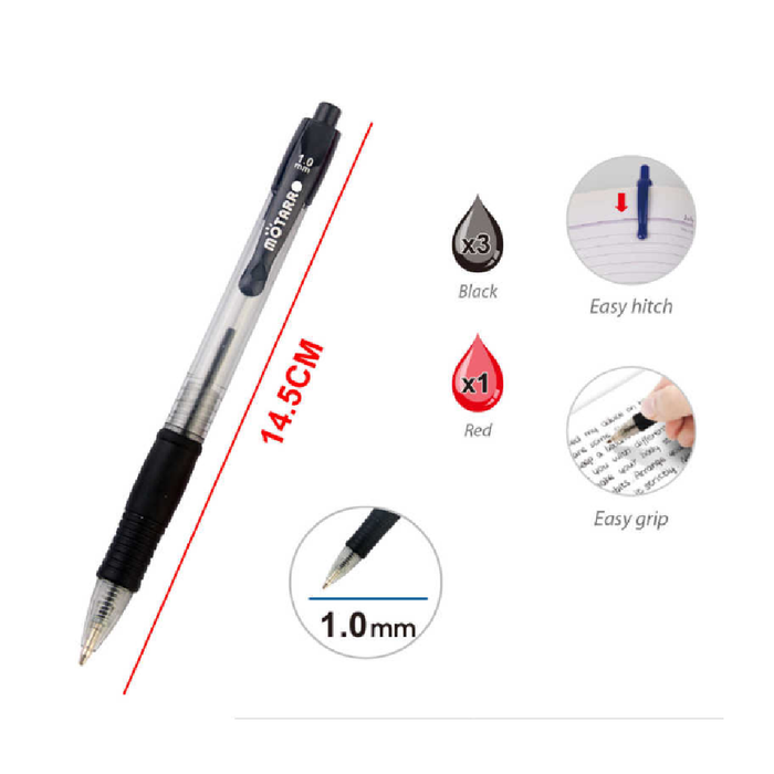 Ballpoint Pen Black+Red 4pcs