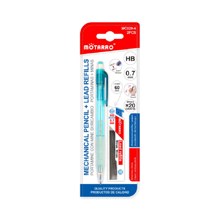 Mechanical Pencil + Lead Refill Blue/Pink HB 0.7