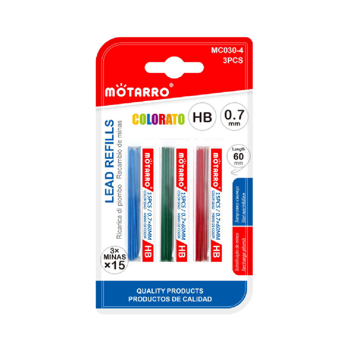 Mechanical Pencil Color + Lead Refill HB 0.7 3pcs