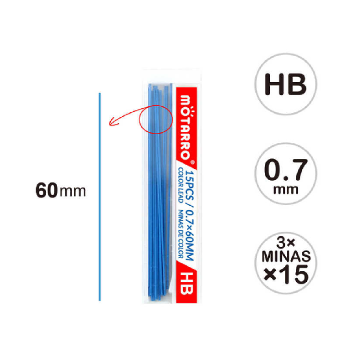 Mechanical Pencil Color + Lead Refill HB 0.7 3pcs