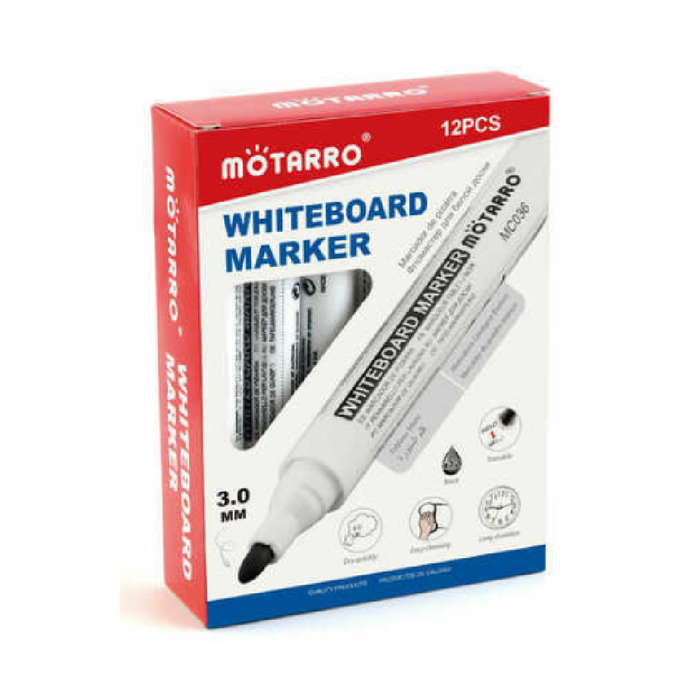 Whiteboard Marker Black 12pcs 3× 14.5cm