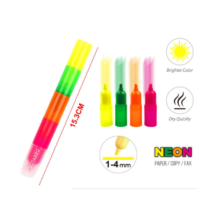 Mini Highlighter 4 Colors Assorted 15.3cm