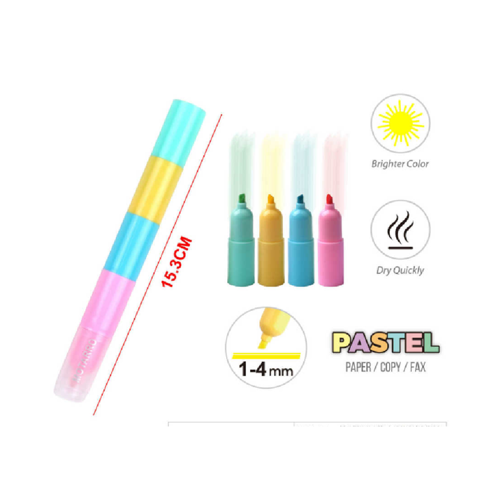 Mini Highlighter 4 Colors Assorted 15.3cm