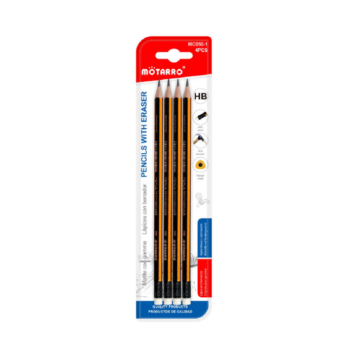 Pencils with Eraser HB 4pcs