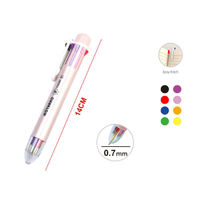 8-Color Retractable Ballpoint Pen 0.7