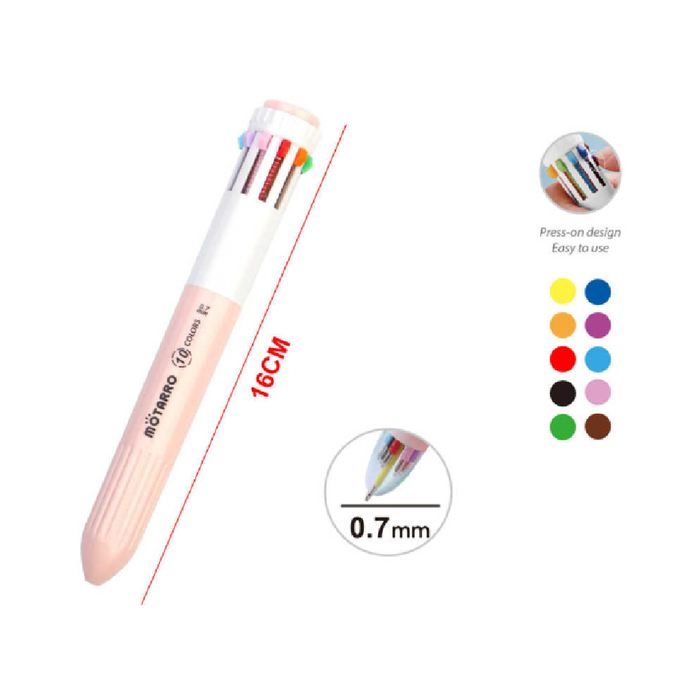 10 Color Retractable Ballpoint Pen 0.7