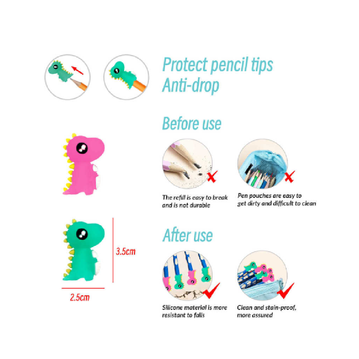 Pencil Tips Dinosaurs 3pcs