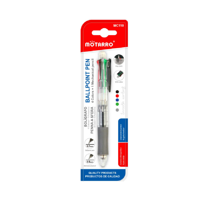 4 Color Retractable Ballpoint Pen 14.5cm 0.5