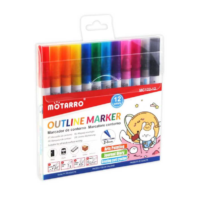 Set of 12 Colored Outline Marker 2-3