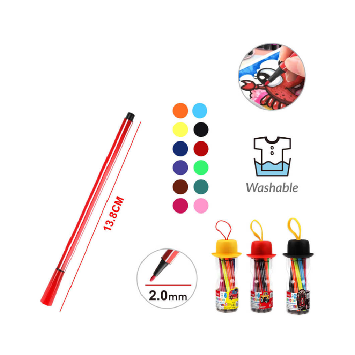 Set of 12 Washable Watercolor Pen with Case 13.8cm