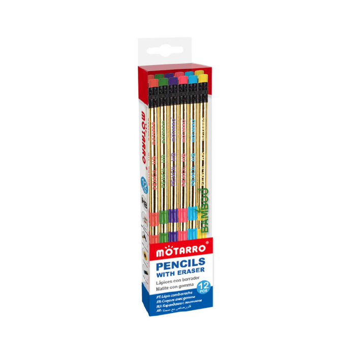 Pencil with Eraser Assorted HB 12pcs