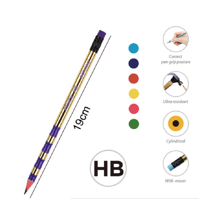 Pencil with Eraser Assorted HB 12pcs