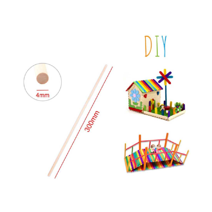Wooden Craft Sticks Round 4× 30015pcs
