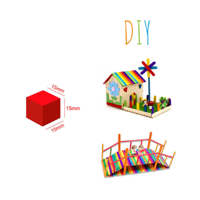 Wooden Cubes Assorted Colors 1512pcs