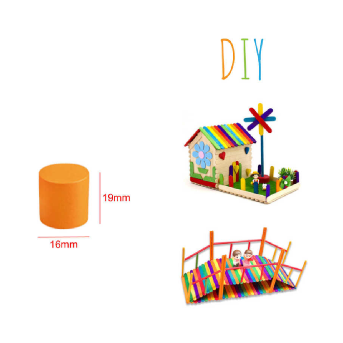 Wooden Cylinder Assorted Colors 16x199pcs