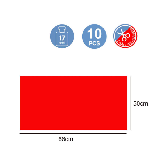 Tissue Paper 50 × 66cm 17g 10pcs Red