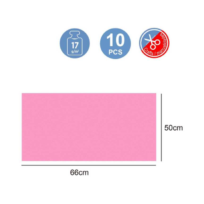 Tissue Paper 50 × 66cm 17g 10pcs Hot Pink