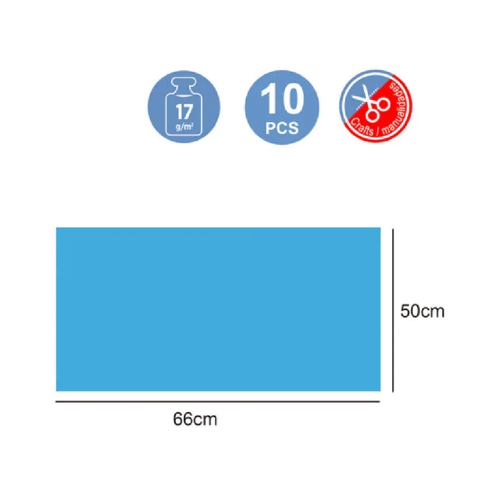 Tissue Paper 50 × 66cm 17g 10pcs Blue Torqouise