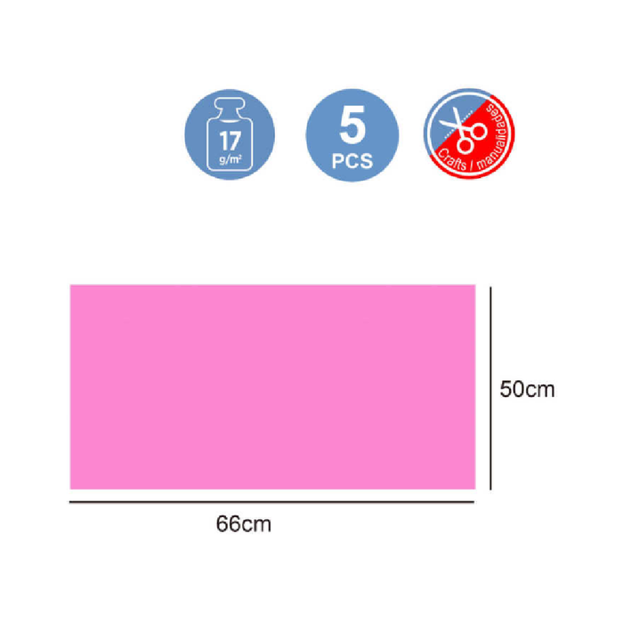 Tissue Paper 50 × 66cm 17g 5pcs Fluorescent Pink