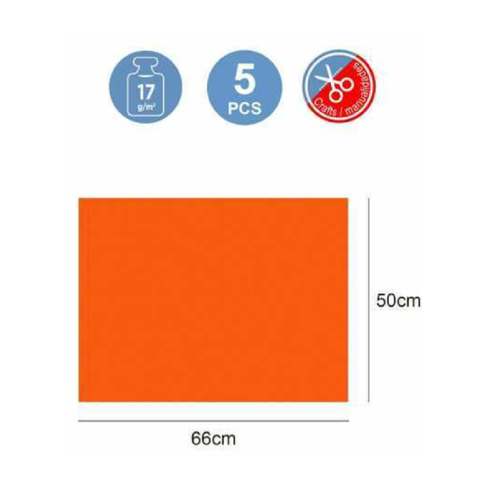 Tissue Paper 50 × 66cm 17g 5pcs Fluorescent Orange