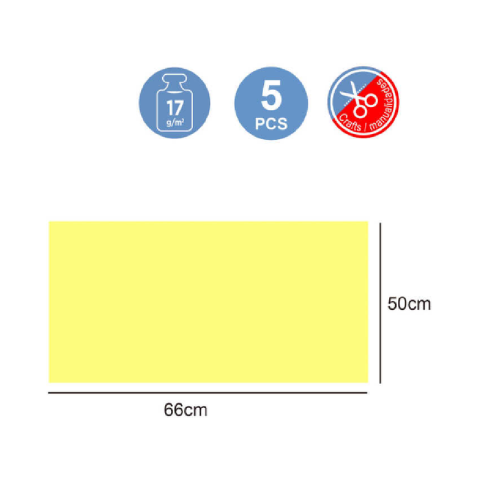 Tissue Paper 50 × 66cm 17g 5pcs Fluorescent Yellow