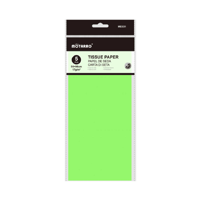 Tissue Paper 50 × 66cm 17g 5pcs Fluorescent Green
