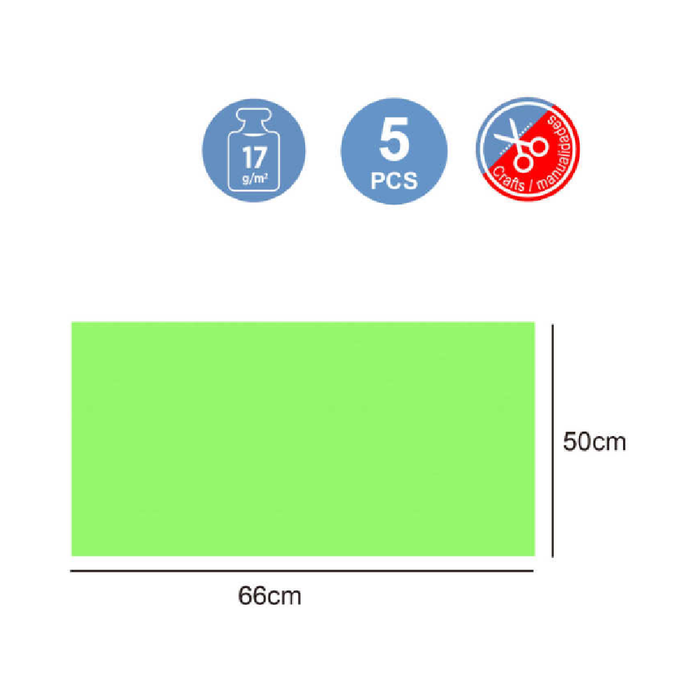 Tissue Paper 50 × 66cm 17g 5pcs Fluorescent Green