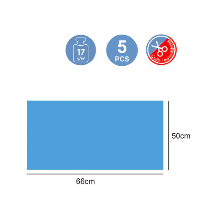 Tissue Paper 50 × 66cm 17g 5pcs Fluorescent Blue